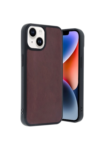 iPhone Uyumlu 14 Kılıf Aras Deri Kapak - Bordo Çok Renkli