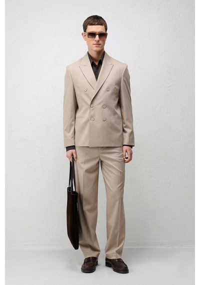 Antioch Kruvaze Relaxed Fit Erkek Blazer Ceket Taş
