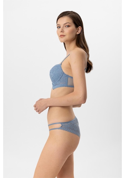Pierre Cardin Lingerie Kadın Milan Push Up Dantelli Sütyen Tanga Takım Mavi