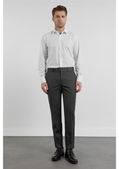 İmza Kahverengi - Bej Yan Cep Kendinden Desenli Comfort Fit Classic Pantolon 1003255177