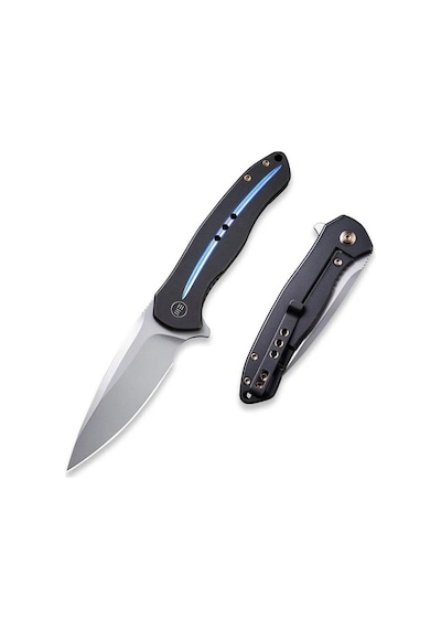 We Knife Kitefin Black Ti Handle With A Blue Groove On Presentation Handle Polished Bead Blasted Cpm S35vn Blade Kamp Çakı Siyah We Knife Kitefin Black Ti Handle With A Blue Groove On Presentation Handle Polished Bead Blasted Cpm S35vn Blade Kamp Çakı Siyah