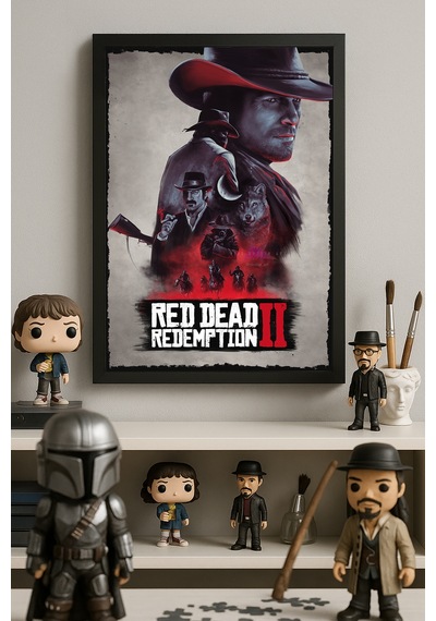 Red Dead Redemption Siyah Ahşap Çerçeveli Poster, Dekoratif Oyun Duvar Tablosu
