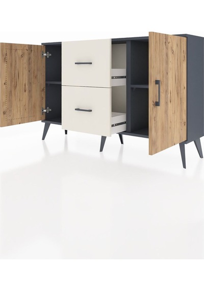 Arges Konsol 2 Raflı 2 Çekmeceli 2 Kapaklı 132x30x83 Antrasit-çam/aytaşı Çam/aytaşı Arges Konsol 2 Raflı 2 Çekmeceli 2 Kapaklı 132x30x83 Antrasit-çam/aytaşı Çam/aytaşı