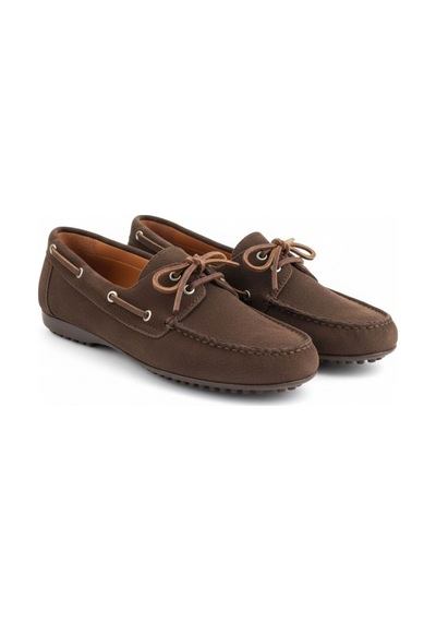 Ne&ve Shoes Kahve Süet Hakiki Deri Kadın Bağcıklı Loafer Ayakkabı Kahverengi