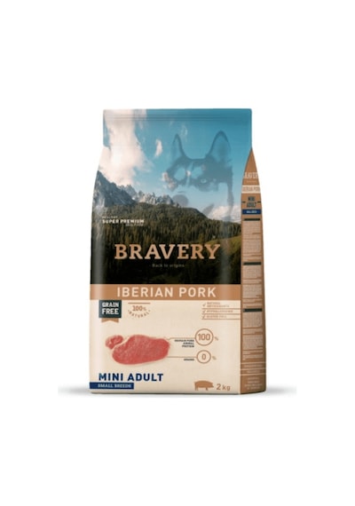 Bravery İberian Pork Tahılsız Domuzlu Küçük Irk Yetişkin Köpek Maması 2 KG