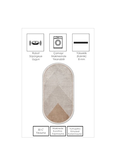 West Home Makinede Yıkanabilir Kaymaz Taban Leke Tutmaz Oval Salon Halısı Mutfak Halısı Ve Yolluk Wh 586 Sand Oval