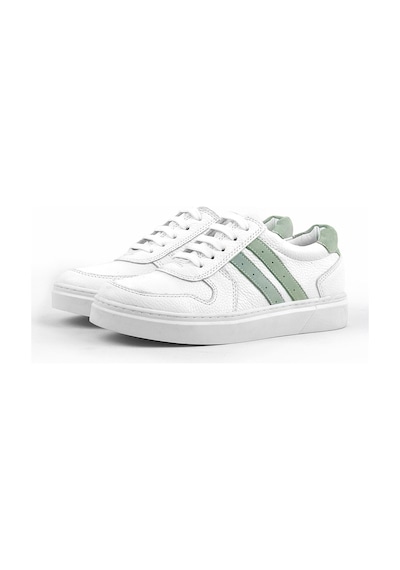 Hakiki Deri Beyaz Bağcıklı Fermuarlı Çocuk Sneaker