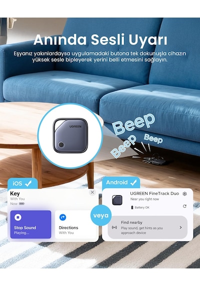 Finder Pro Bluetooth 5.4 Akıllı Takip Cihazı, Apple Find My & Google Find My Device Sertifikalı, Eşya Anahtar Cüzd