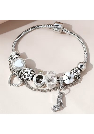 Yeni Tarz , Şık Stiletto Crystal Aşk Sevgi Charmlı Bileklik, Ahşap Kutu İçerisinde Beyaz Beyaz