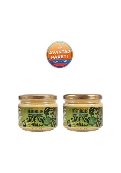 Hasmandıra %100 Doğal Sade Yağ Ghee 300 G X 2 Adet Koyun Keçi İnek Sütünden Cam Kavanoz