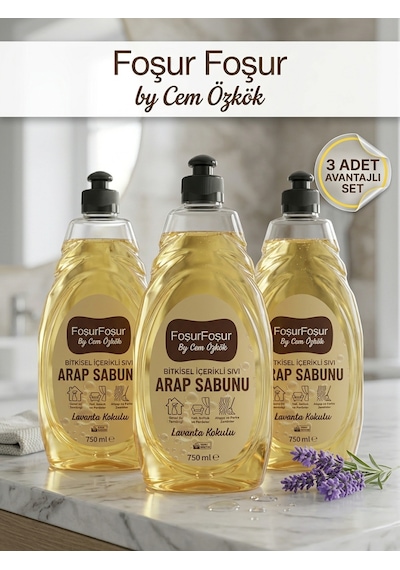 Foşurfoşur By Cem Özkök Lavanta Kokulu Bitkisel Sıvı Arap Sabunu 3 x 750 ML Foşurfoşur By Cem Özkök Lavanta Kokulu Bitkisel Sıvı Arap Sabunu 3 x 750 ML