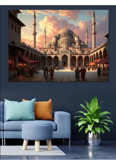 İstanbul Sultanahmet Meydanı Ve İnsanlar Dekoratif Kanvas - Mdf Ahşap Tablo