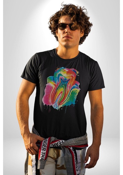 Diş Doktoru Diş Anatomisi Özel Tasarım Unisex Unisex Siyah Organik Baskılı T-shirt Penye Yüksek Kalite Siyah
