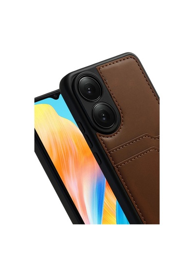 Oppo A38 Sara Kartvizitli Deri Kılıf - Taba 0.2M-Çok Renkli