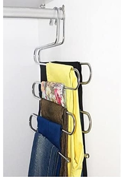 5 Katlı Metal Pantolon Eşarp Askısı 000 Açık Krem