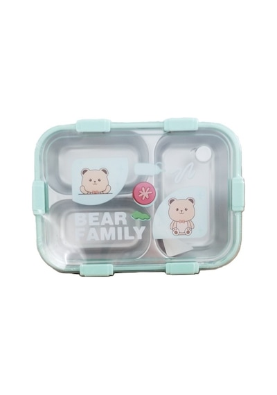 Akıllıelma -laxson Beslenme Kabı Çelik İthal Bear Family Yeşil 97088 0885 Yeşil