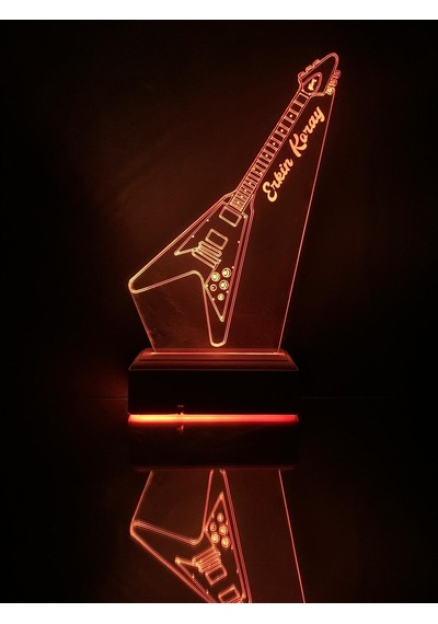 Kişiye Özel 3D Uçan Gitar Hediye Masaüstü Led Lamba