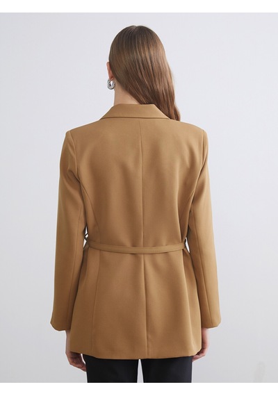 Lcwaıkıkı Classic Sarı Beli Kemerli Kadın Blazer Ceket