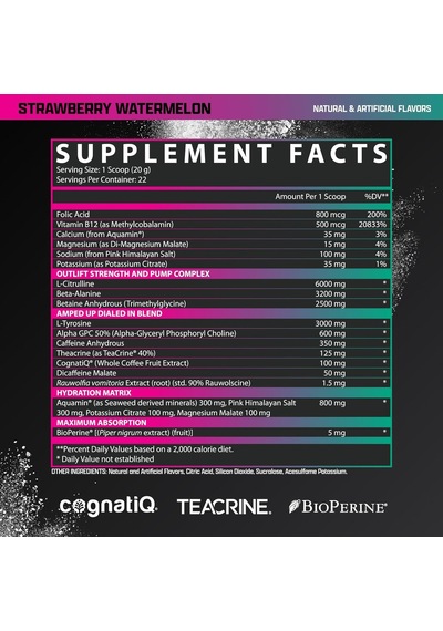Nutrex Outlıft Amped Hıgh Stım Preworkout Alpha Gpc Cognatiq Extreme Energy Massive Pumps Electrol 4