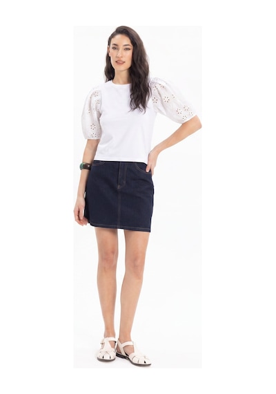Tudors Kadın Slim Fit Dar Kesim %100 Pamuk Kısa Kollu Bisiklet Yaka Beyaz Tişört-50792