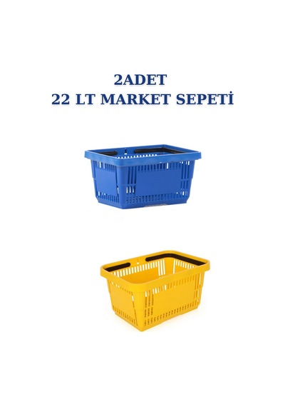 2 adet 22Litre Market ve Alışveriş Sepeti, Saplı Market Sepeti R3
