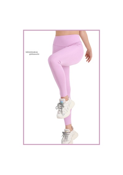 Missmaral Kadın Llla Yüksek Bel Toparlayıcı Tayt Tam Boy Dalgıç Örme Kumaş Casual & Comfort 102101 Lila