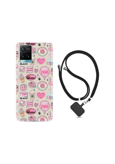 Vivo Y33S Kılıf Boyun Askılı Donut Flamingo 1415