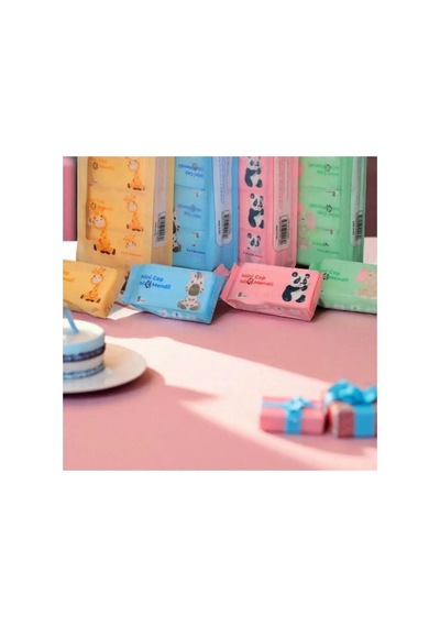 8'li 1 Paket - Mini Kokusuz Islak Mendil Cep Islak Mendili Evde - Okulda - Ofiste Figürlu Islak Mendil Diğer