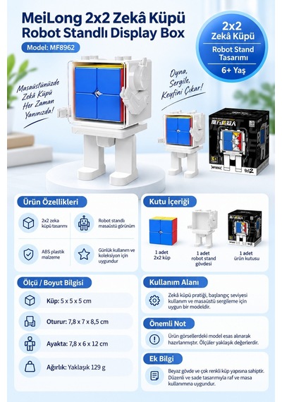 Meilong 2x2 Zeka Küpü Robot Standlı Display Box Mfjs Mf8962 Speed Cube