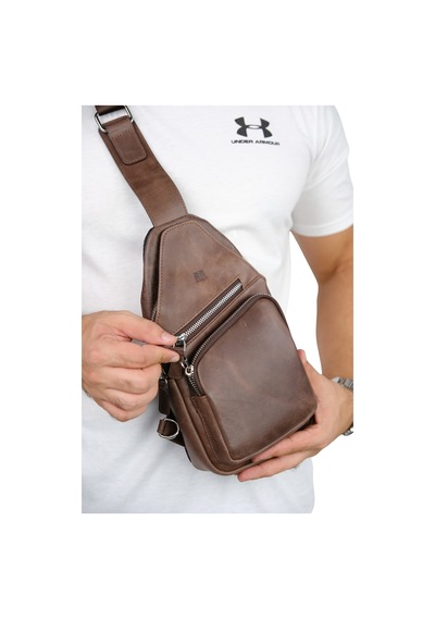 Mft Leather Hakiki Deri Unisex Çapraz Çanta Baggy 6981 Tiguan Kahve
