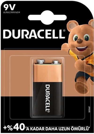Duracell Alkalin 9 Volt Pil 6lr61/mn1604