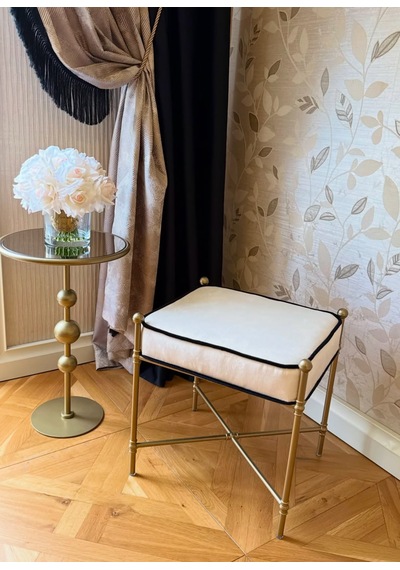 Mat Gold Metal Puf Makyaj Masası Pufu Bench