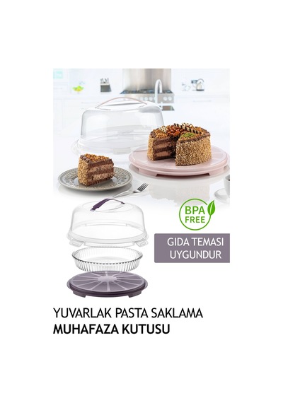 Yuvarlak Yaş Pasta Ve Kek Saklama Muhafaza Kabı Karışık
