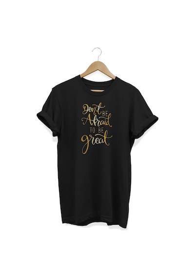 Don't Be Afraid Baskılı Siyah T-shirt Siyah