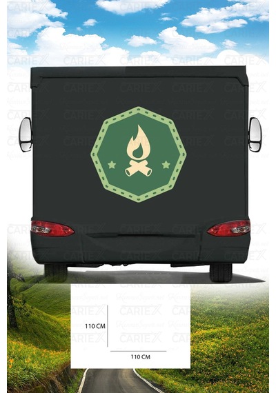 Karavan Baskı Sticker - Ateş Ve Yıldız Sticker - 110x110 Cm