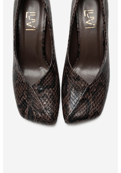 Luvi Shoes Hertz Kahverengi Desenli Kadın Topuklu Ayakkabı