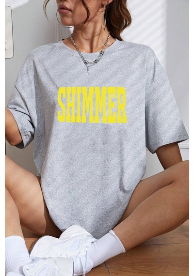 Unisex Shimmer Baskılı T-shirt Gri