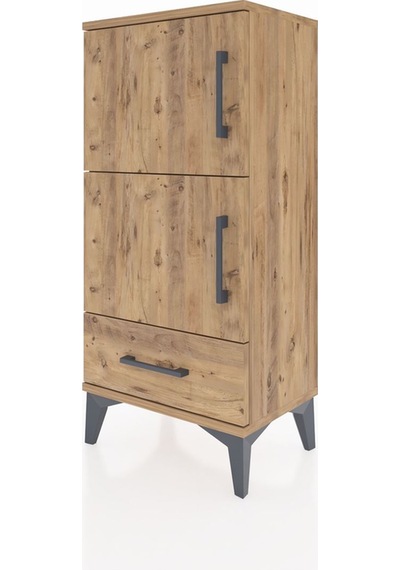 Arges Komodin 4 Raflı Tek Çekmeceli 2 Kapaklı 44x30x96 Çam-çam Çam