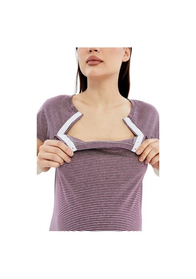 Luvmabelly Myra9585 Yandan Çıt Çıtlı Hamile Geceliği Mürdüm