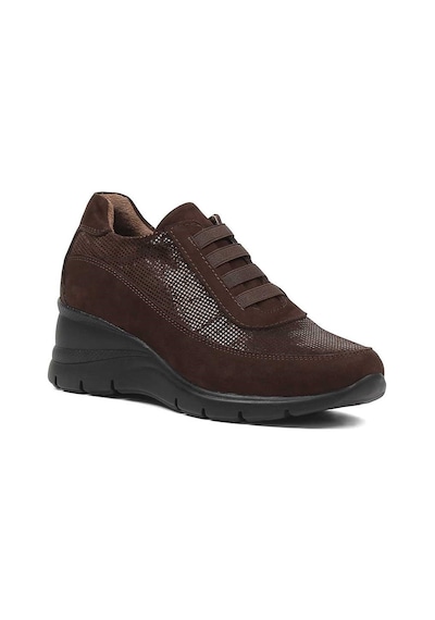 Kadın Kahverengi Dolgu Topuklu Nubuk Deri Sneaker Kahve Rengi