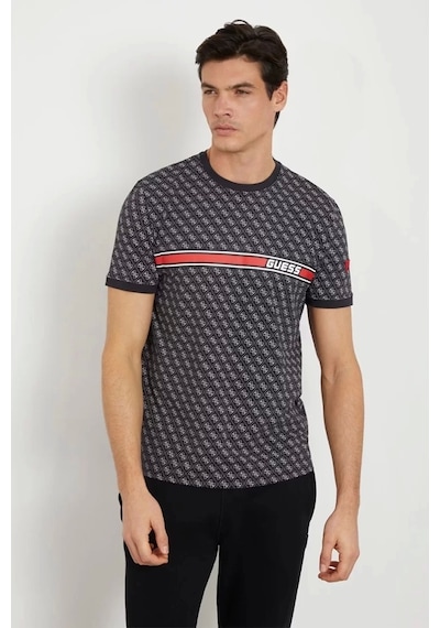 Guess Erkek Tamamı Logolu T-shirt Siyah