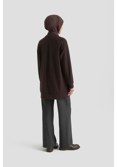 Armine Trend Önü Taş İşlemeli Tunik Kahverengi 25kt449