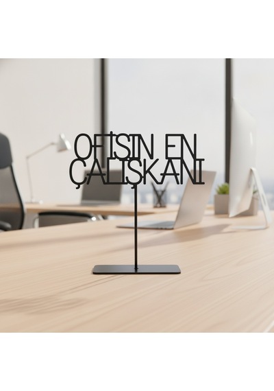 Ofisin En Çalışkanı Minimalist Siyah Metal Masa Üstü Dekoratif Obje - Modern Ofis Aksesuarı
