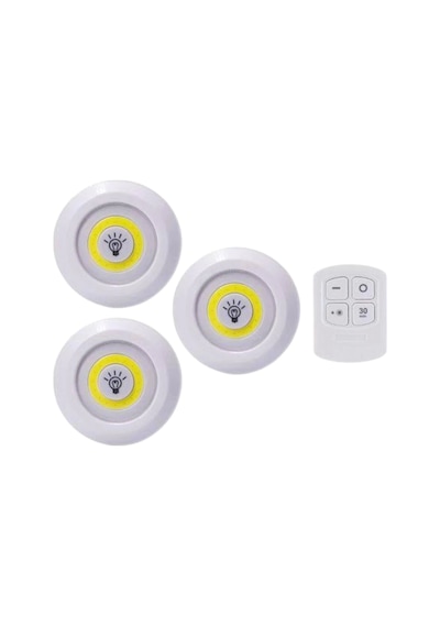 Led Lamba 3'lü Uzaktan Kumandalı Yapışkanlı Çok Renkli