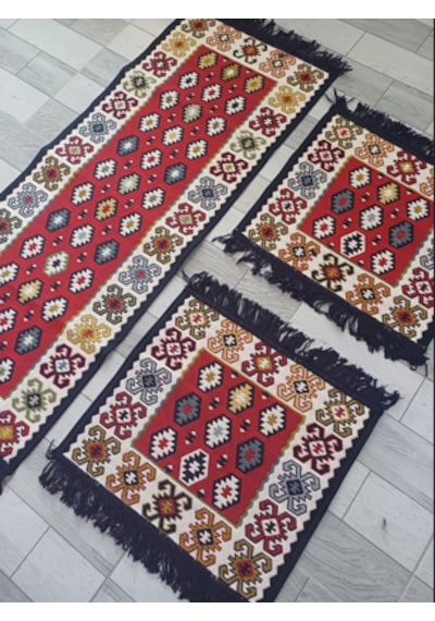Oto Koltuk Üstü Kilim 45x50 50x130cm 3'lü Set