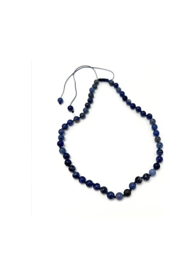 Yıldız Doğal Taş Sodalit Doğal Taş 6 MM Makrome Kolye 45 CM - 55 CM Ayarlanabilir Mavi