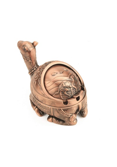 Lüks İşlemeli Metal Deve Biblo Tütsülük Rüzgar Geçirmez Küllük Çok Fonksiyonlu Dekoratif Obje 13 Cm. 03437991