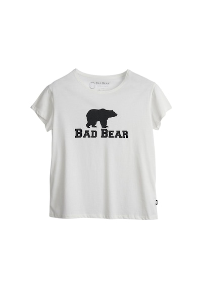 Bad Bear Logo Tee Kadın Tshirt - Bisiklet Yaka Beyaz