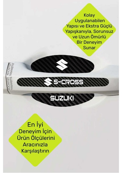 Karbon Desenli Suzuki S-cross Kapı İçi Kolları Koruma Folyo Seti 8 Parça Dayanıklı, Şık Ve Dekoratif Ürün