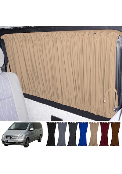 Pandami Mercedes Vito W639 5 Cam 2003-2014 Uyumlu Krem Raylı Oto Perde Takımı